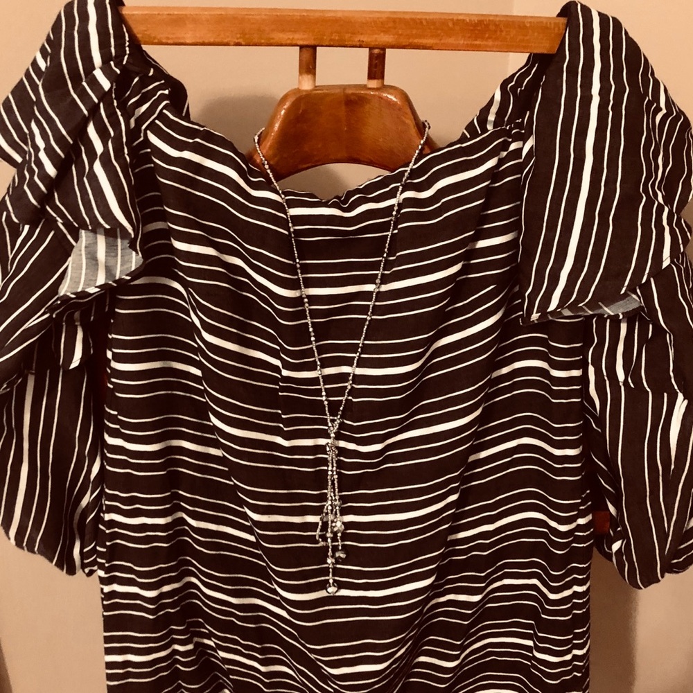 Sassy Ruffle Sleeved Striped Mini-Dress